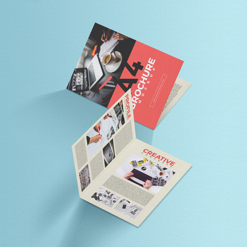 two-a4-half-fold-brochures-on-a-surface-mockup-1